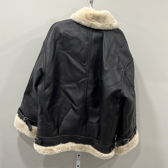 HELSA 80s Oversized Faux Shearling Jacket in Black - Picture 9 of 9